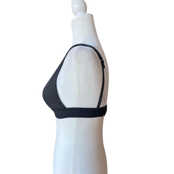 Skims Cotton Rib Plunge Bralette in Soot (Black) Women's Size M Unlined Deep V - Picture 3 of 7